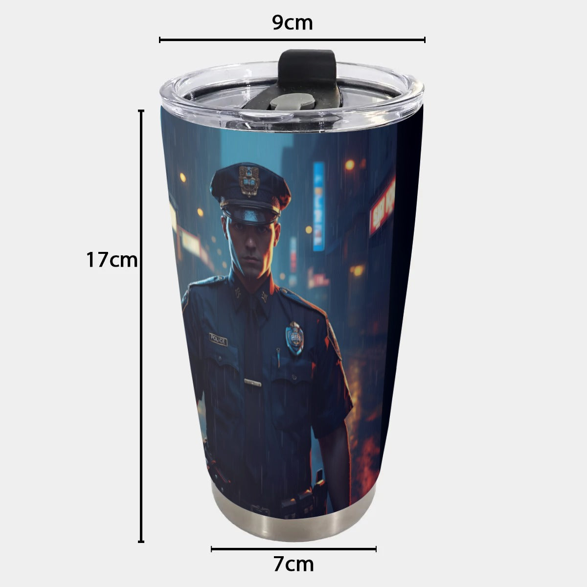 USA-POL-MaleOfficer Personalized 20oz Stainless Steel Tumbler
