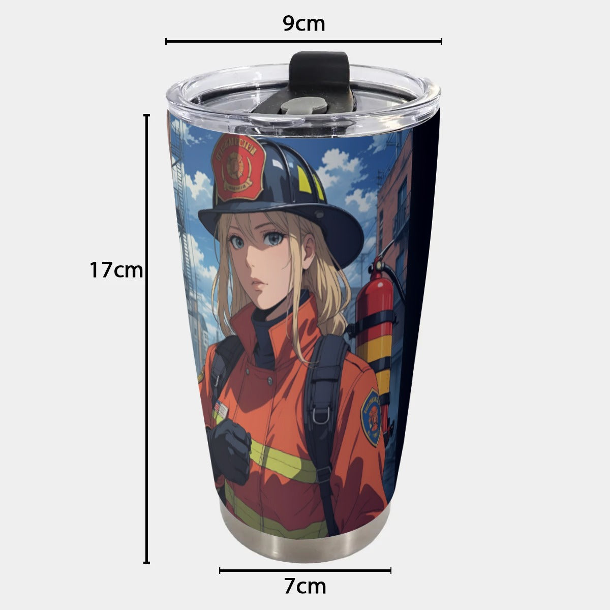 USA-FIRE-AnimeWoman Personalized 20oz Stainless Steel Tumbler