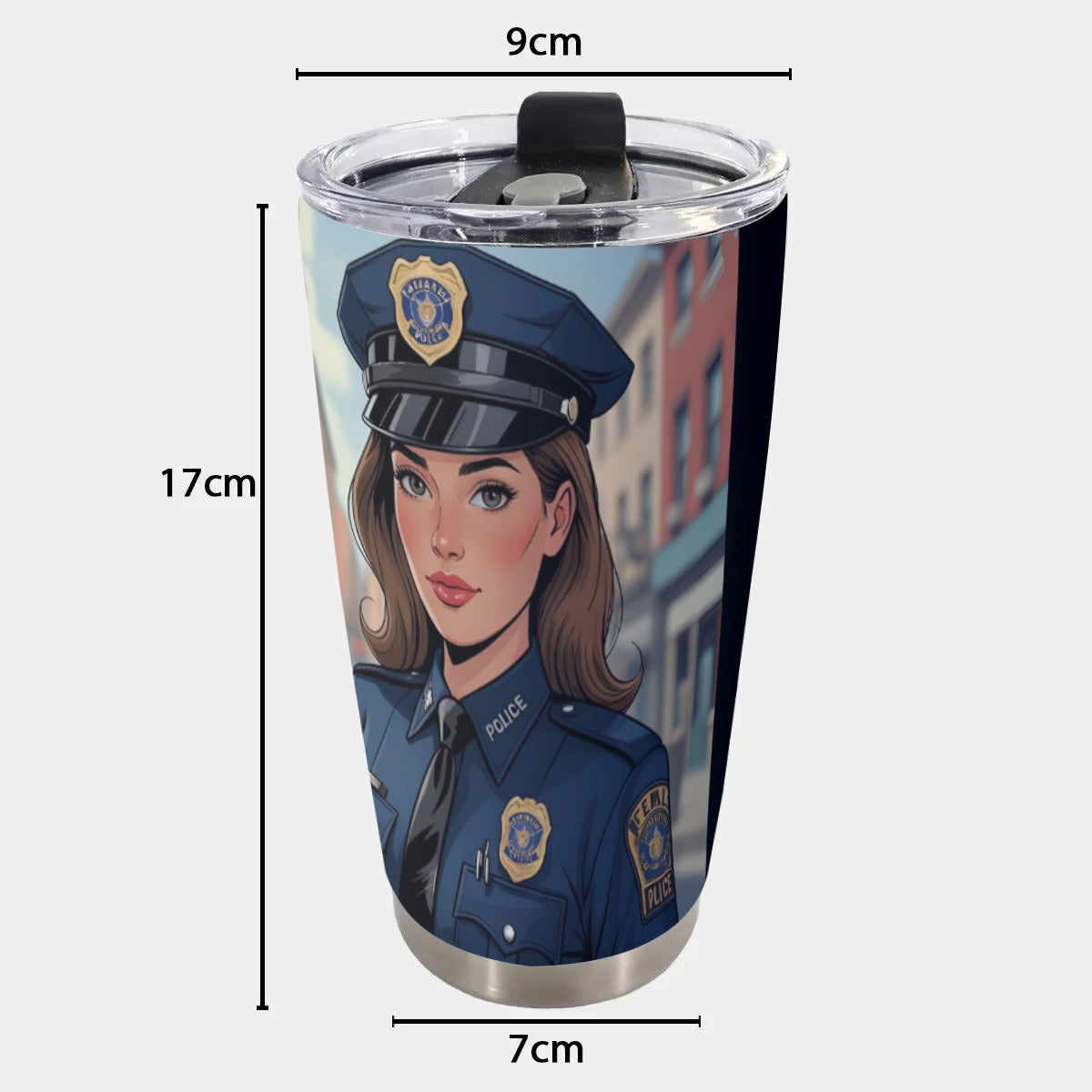 USA-POL-FemaleOfficer Personalized 20oz Stainless Steel Tumbler