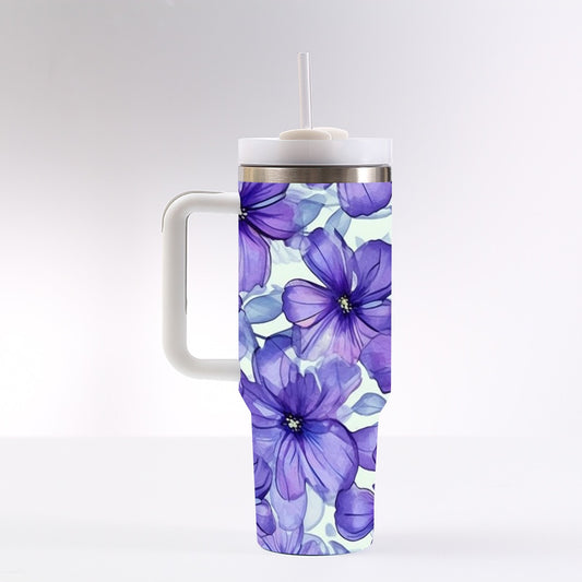 40 Oz Stainless Steel Tumbler – Insulated Water Cup With Straw & Handle, Leak Proof Lid