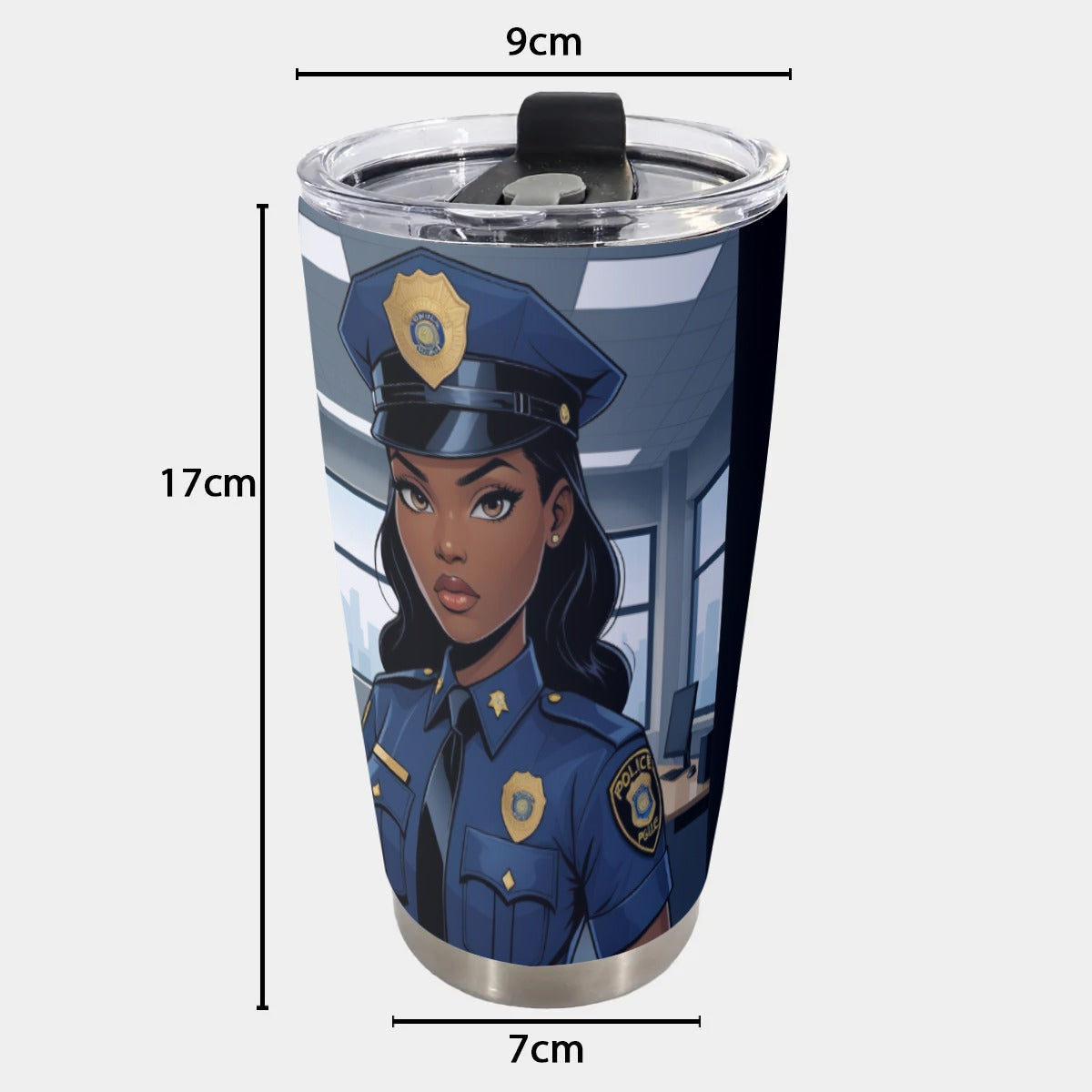 USA-POL-BlackFemale Personalized 20oz Stainless Steel Tumbler
