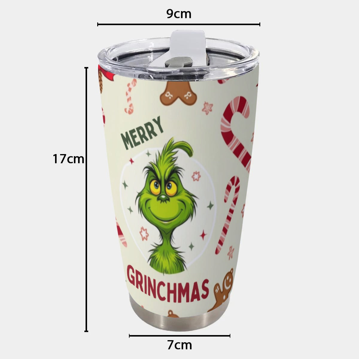 X-MerryGrinchmas-INT - Stainless Steel Mug - Personalized 20oz Insulated Travel Cup With Spill Proof Lid