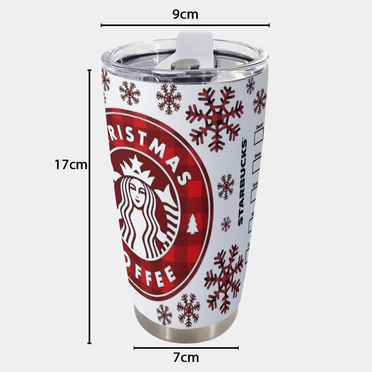 X-StarbucksTartan-INT - Stainless Steel Mug - Personalized 20oz Insulated Travel Cup With Spill Proof Lid