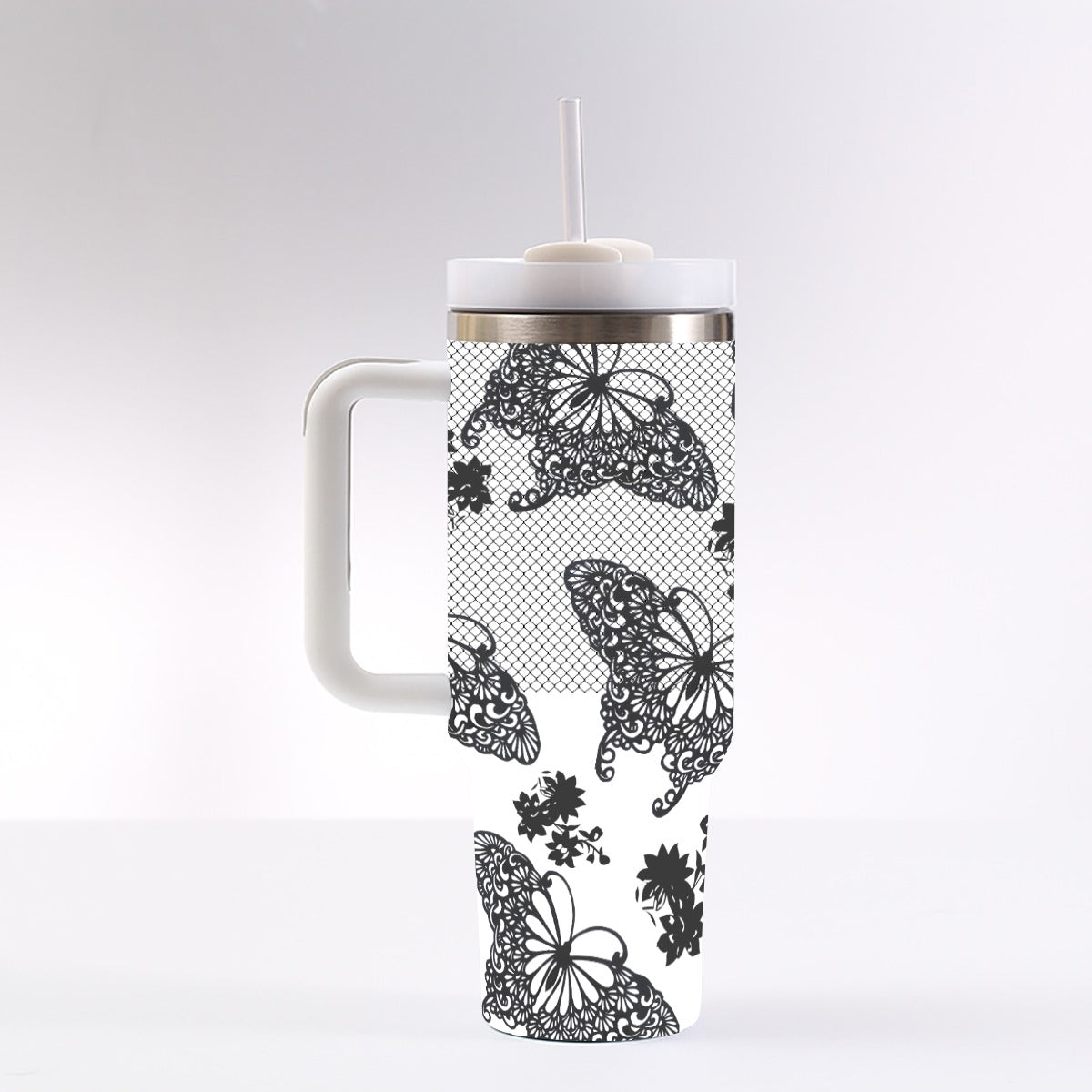 40 Oz Stainless Steel Tumbler - Leak Proof Travel Water Bottle With Handle