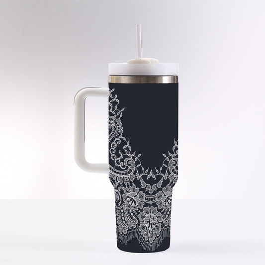 40 oz Stainless Steel Tumbler - Insulated Reusable Travel Cup with Leak Proof Lid & Straw