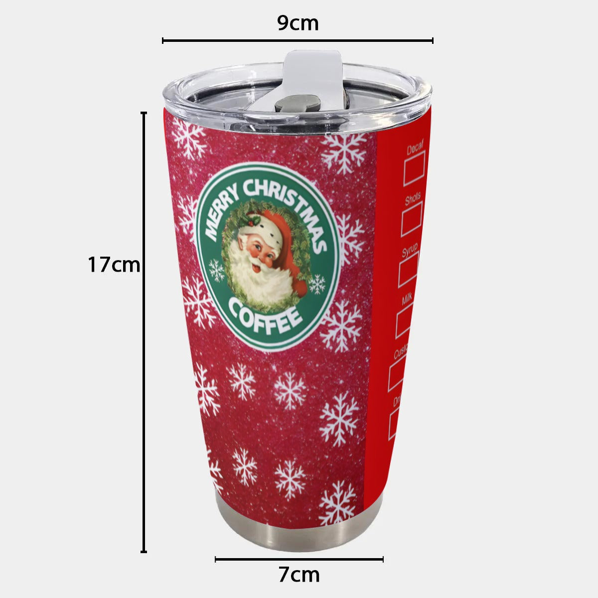 X-SBSanta2-INT - Stainless Steel Mug - Personalized 20oz Insulated Travel Cup With Spill Proof Lid