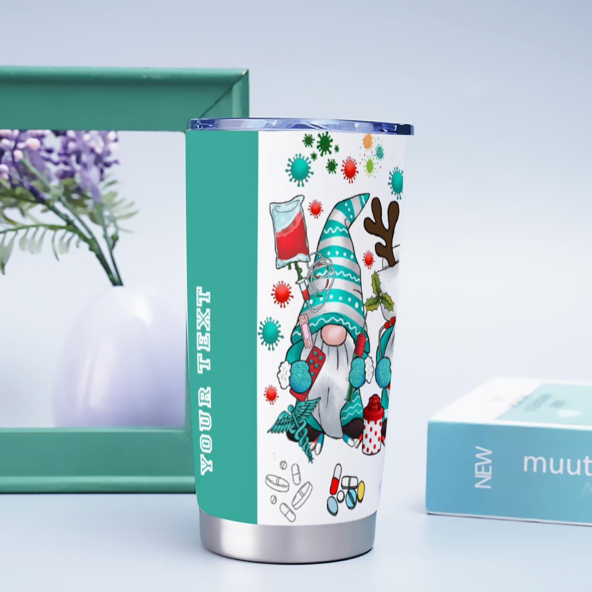 X-NurseGnomes-INT - Stainless Steel Mug - Personalized 20oz Insulated Travel Cup With Spill Proof Lid