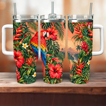 Costa Rica Scarlet Macaw 40oz Tumbler | Tropical Bird