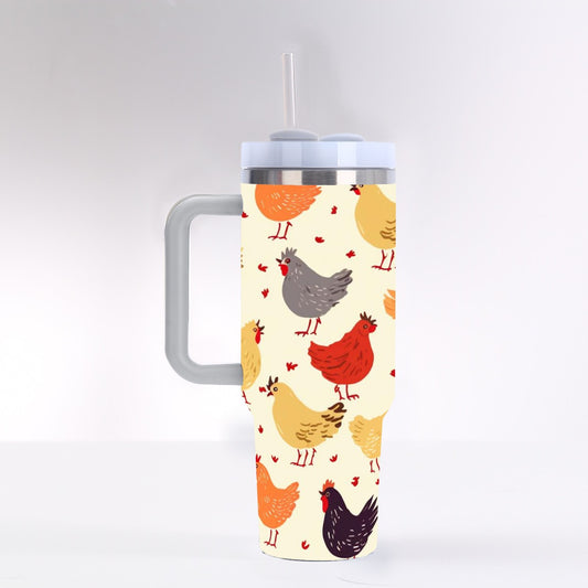 40 Oz Stainless Steel Tumbler - Leak Proof Tumbler With Straw & Handle