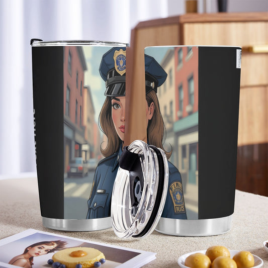 USA-POL-FemaleOfficer Personalized 20oz Stainless Steel Tumbler