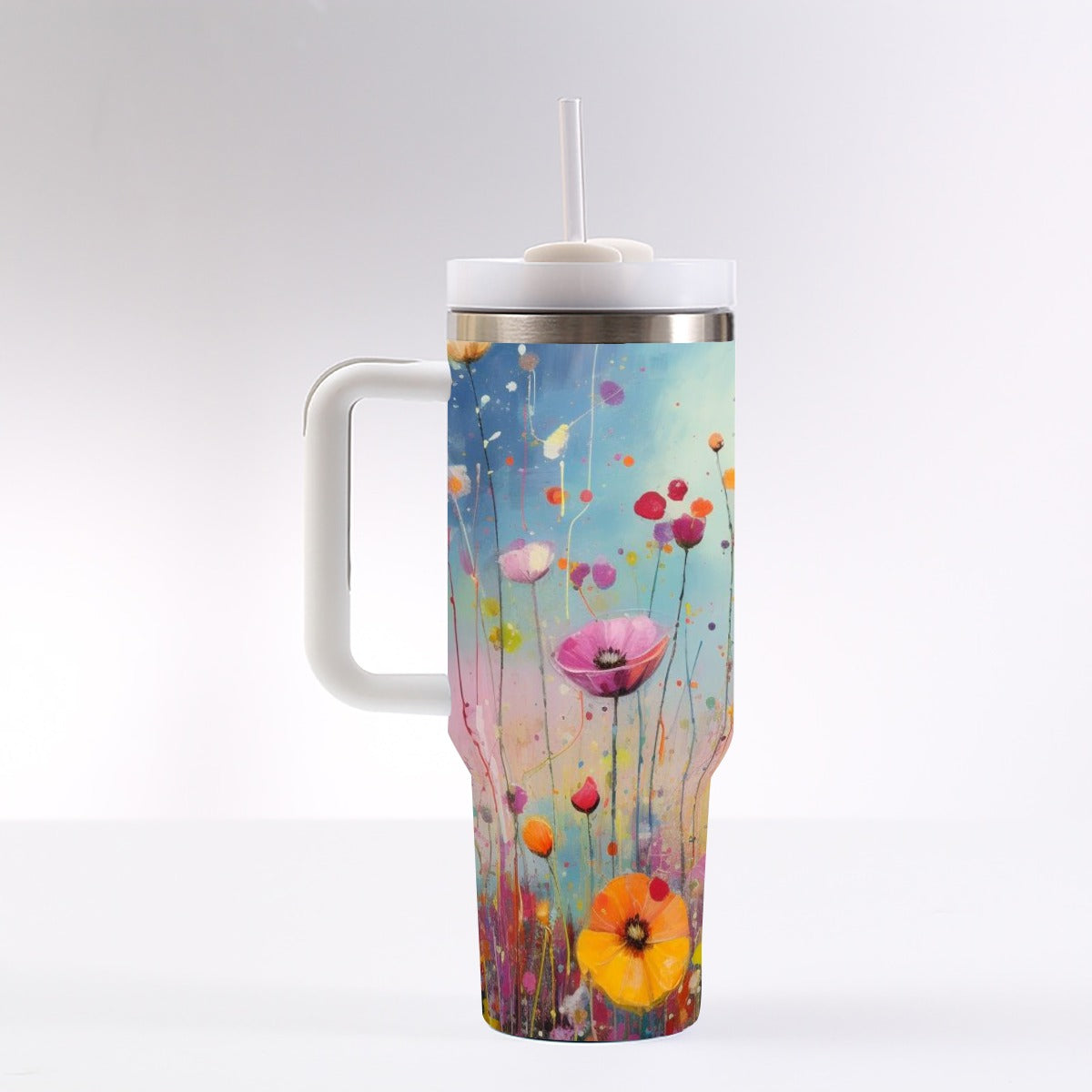 40 Oz Stainless Steel Tumbler – Leak Proof Cup Lid | Insulated Travel Cup With Handle