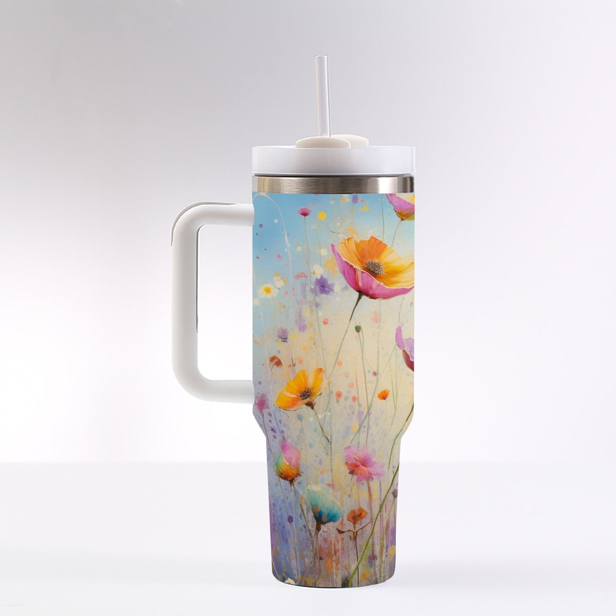 40 Oz Stainless Steel Tumbler – Leak Proof Travel Mug With Straw Lid & Handle