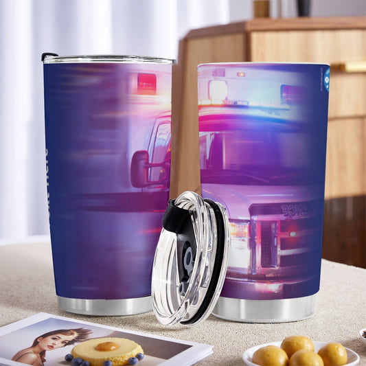 USA-EMS-Ambulance Night | Personalized 20oz Stainless Steel Tumbler