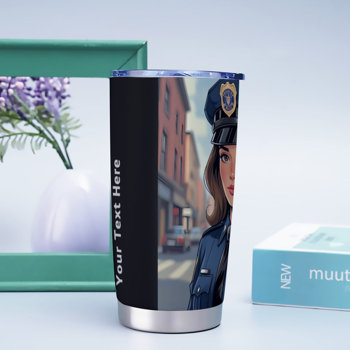 USA-POL-FemaleOfficer Personalized 20oz Stainless Steel Tumbler