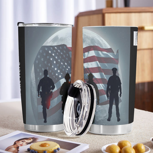 USA-US-FirstResponders Personalized 20oz Stainless Steel Tumbler