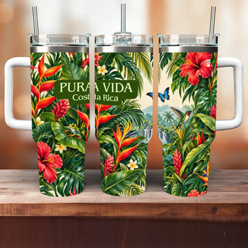 Costa Rica Floral Jungle 40oz Tumbler | Tropical Wildlife