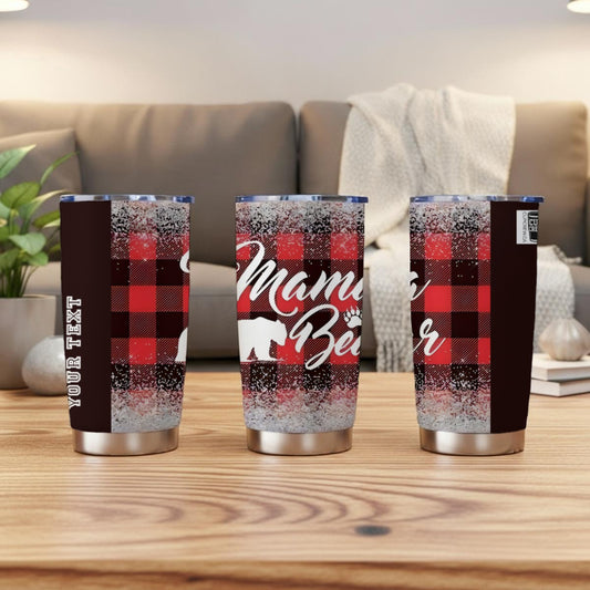 X-MamaBear-INT - Stainless Steel Mug - Personalized 20oz Insulated Travel Cup With Spill Proof Lid