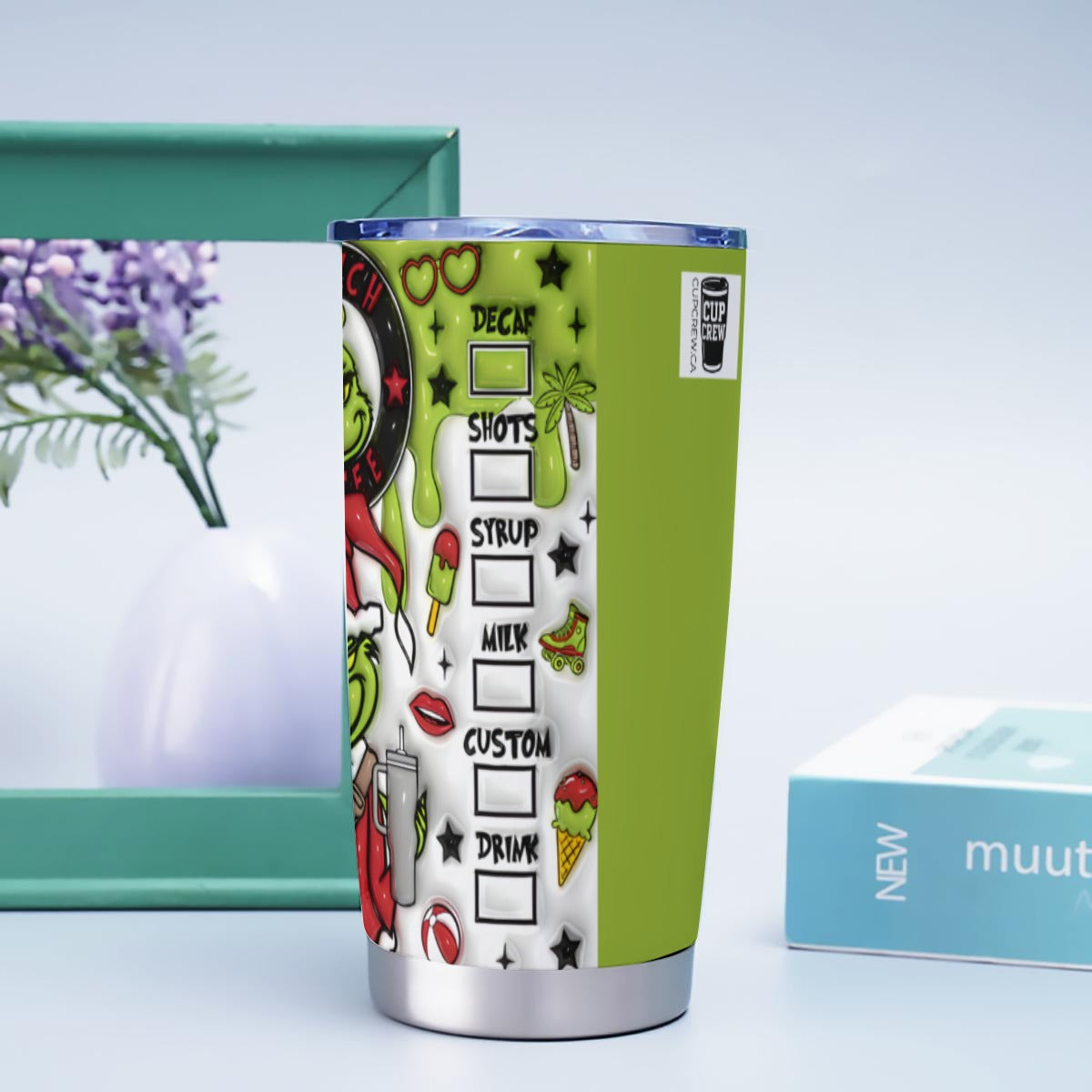 X-SBGrinch-INT - Stainless Steel Mug - Personalized 20oz Insulated Travel Cup With Spill Proof Lid