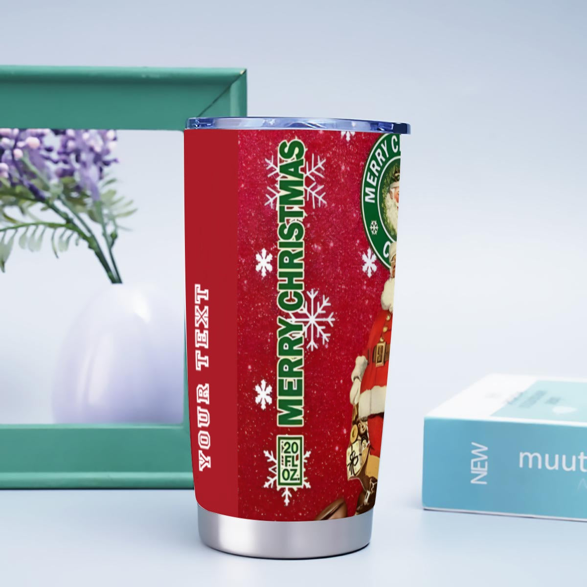 X-SBSanta-INT - Stainless Steel Mug - Personalized 20oz Insulated Travel Cup With Spill Proof Lid