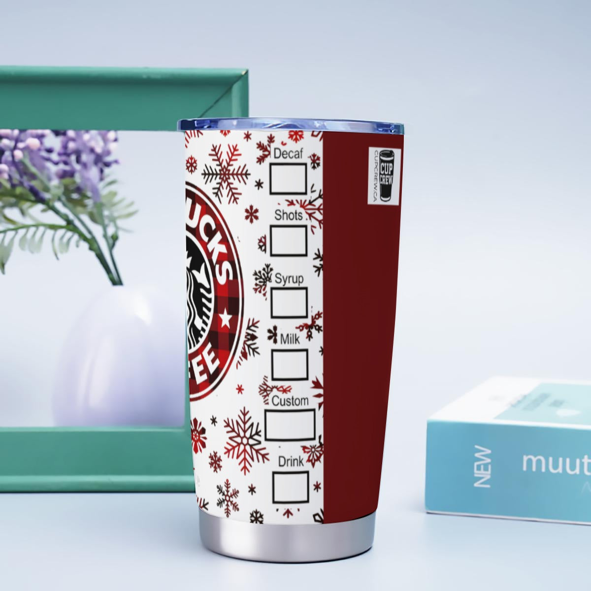 X-SBSnowflake-INT - Stainless Steel Mug - Personalized 20oz Insulated Travel Cup With Spill Proof Lid