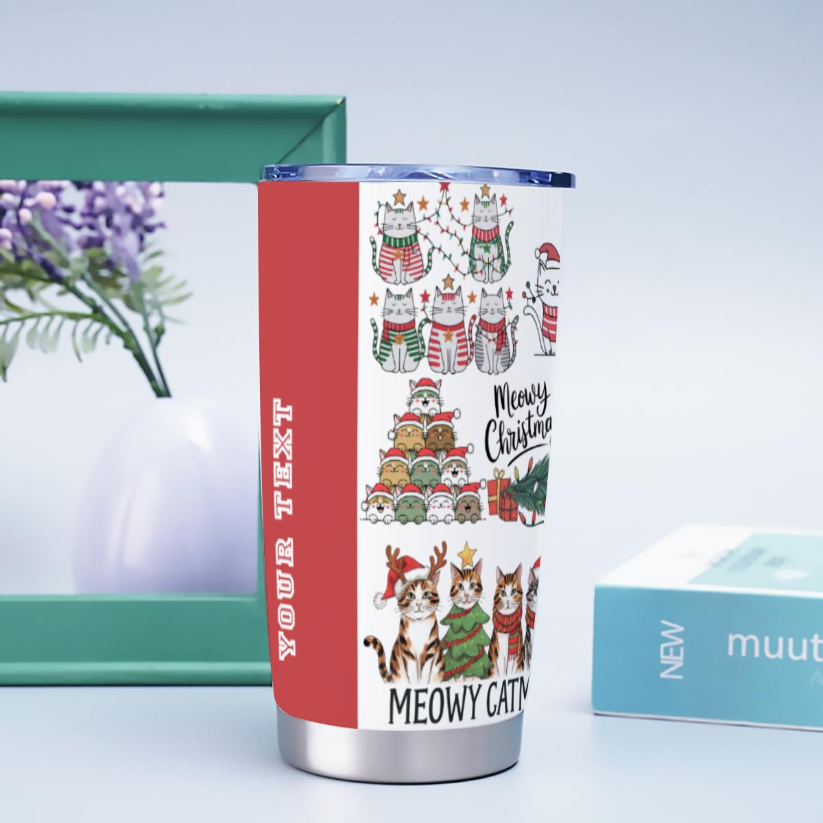 X-ChristmasCats-INT - Stainless Steel Mug - Personalized 20oz Insulated Travel Cup With Spill Proof Lid
