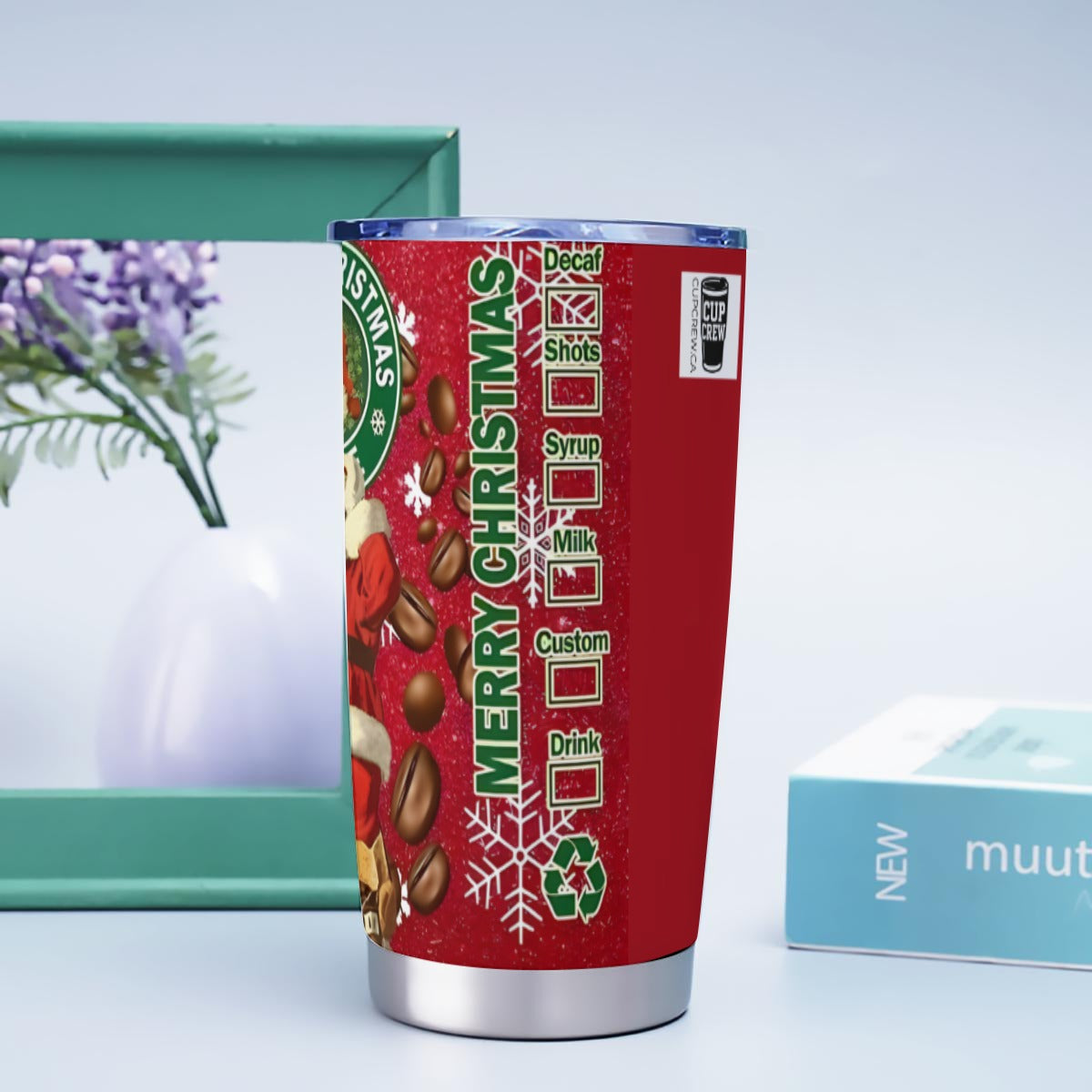 X-SBSanta-INT - Stainless Steel Mug - Personalized 20oz Insulated Travel Cup With Spill Proof Lid