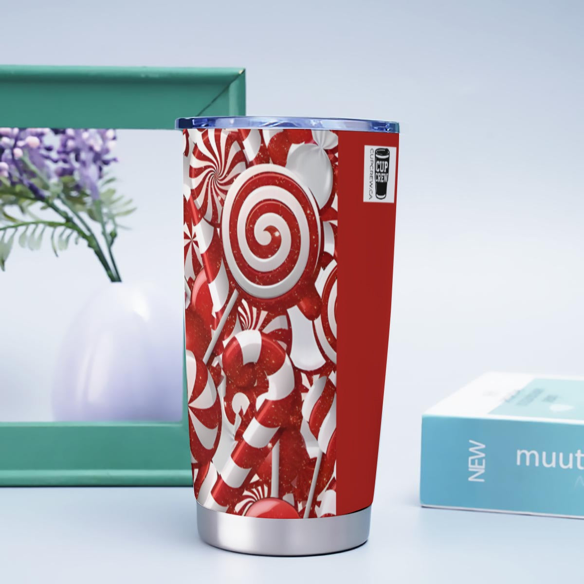 X-CandyCane-INT - Stainless Steel Mug - Personalized 20oz Insulated Travel Cup With Spill Proof Lid