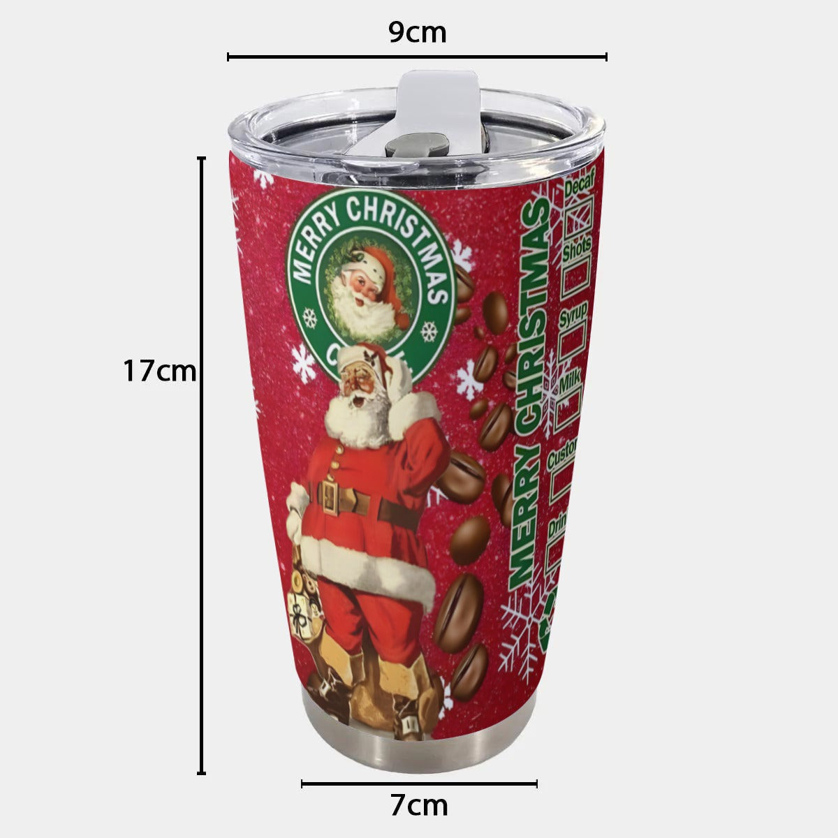 X-SBSanta-INT - Stainless Steel Mug - Personalized 20oz Insulated Travel Cup With Spill Proof Lid