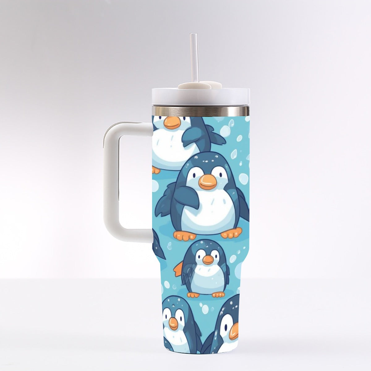 40 Oz Stainless Steel Tumbler - Large Capacity Travel Cup With Straw & Handle