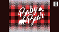 a graphic design with a red and black plaid background and the text 