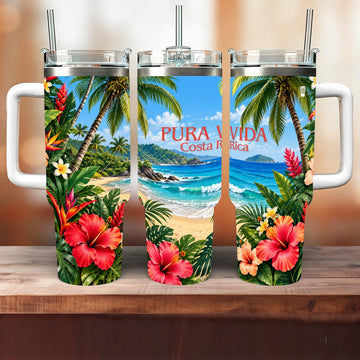 Costa Rica Playa 40oz Tumbler | Tropical Beach Design