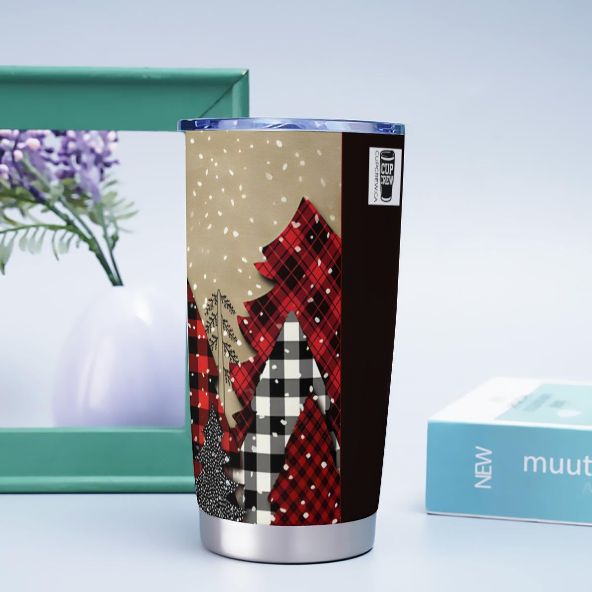 X-PatchworkTrees-INT - Stainless Steel Mug - Personalized 20oz Insulated Travel Cup With Spill Proof Lid