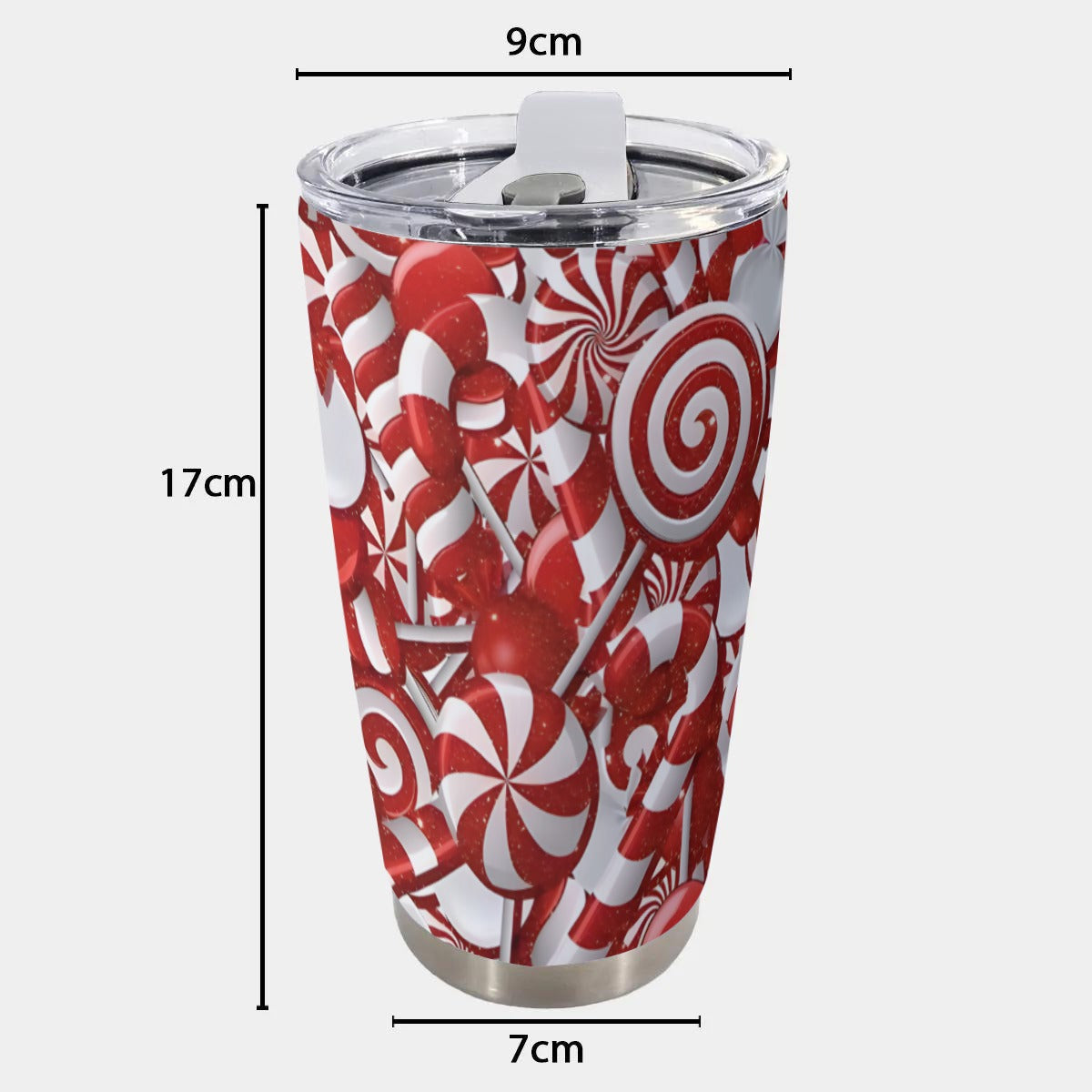 X-CandyCane-INT - Stainless Steel Mug - Personalized 20oz Insulated Travel Cup With Spill Proof Lid