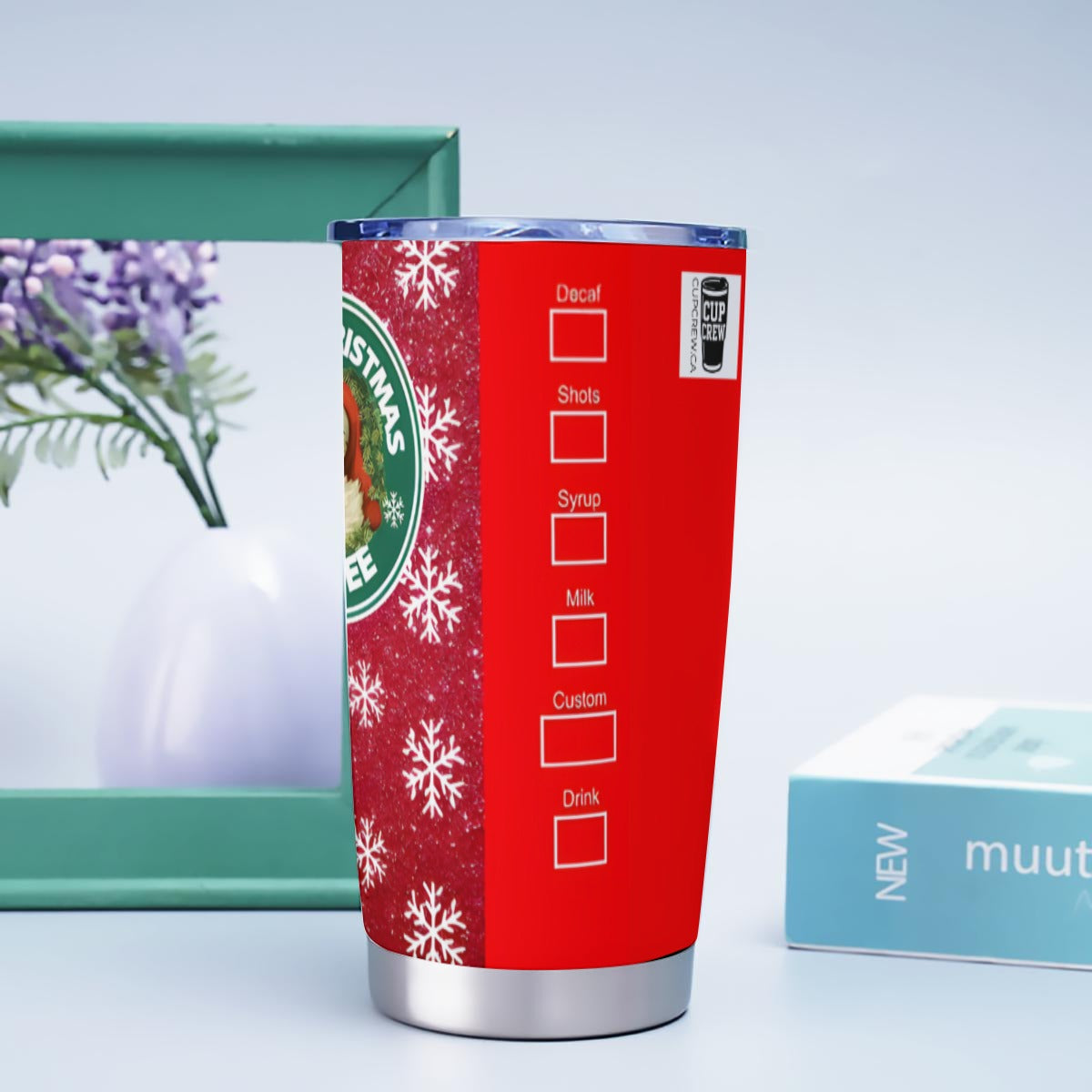 X-SBSanta2-INT - Stainless Steel Mug - Personalized 20oz Insulated Travel Cup With Spill Proof Lid