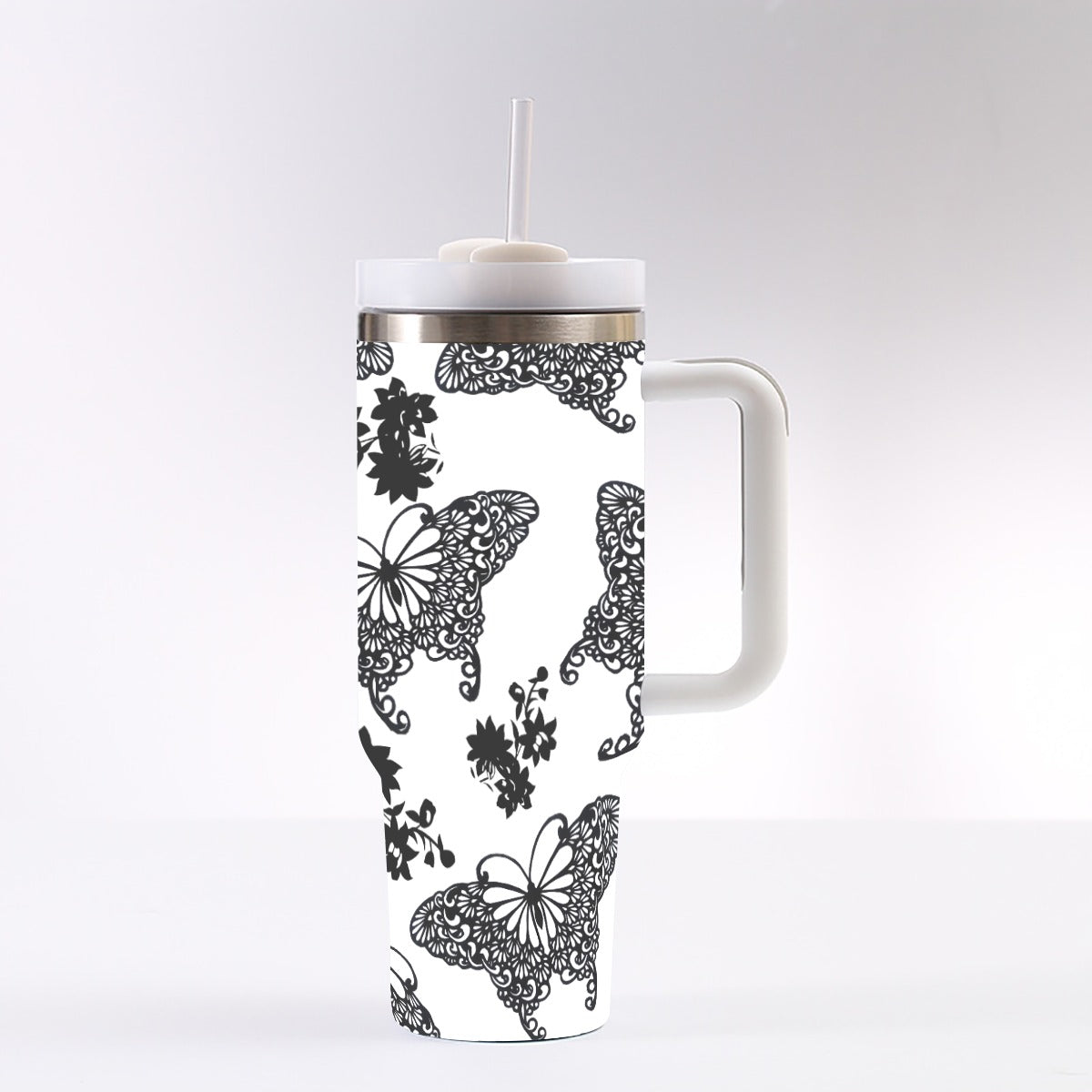 40 Oz Stainless Steel Tumbler - Leak Proof Travel Water Bottle With Handle