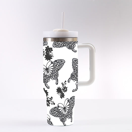 40 Oz Stainless Steel Tumbler - Leak Proof Travel Water Bottle With Handle