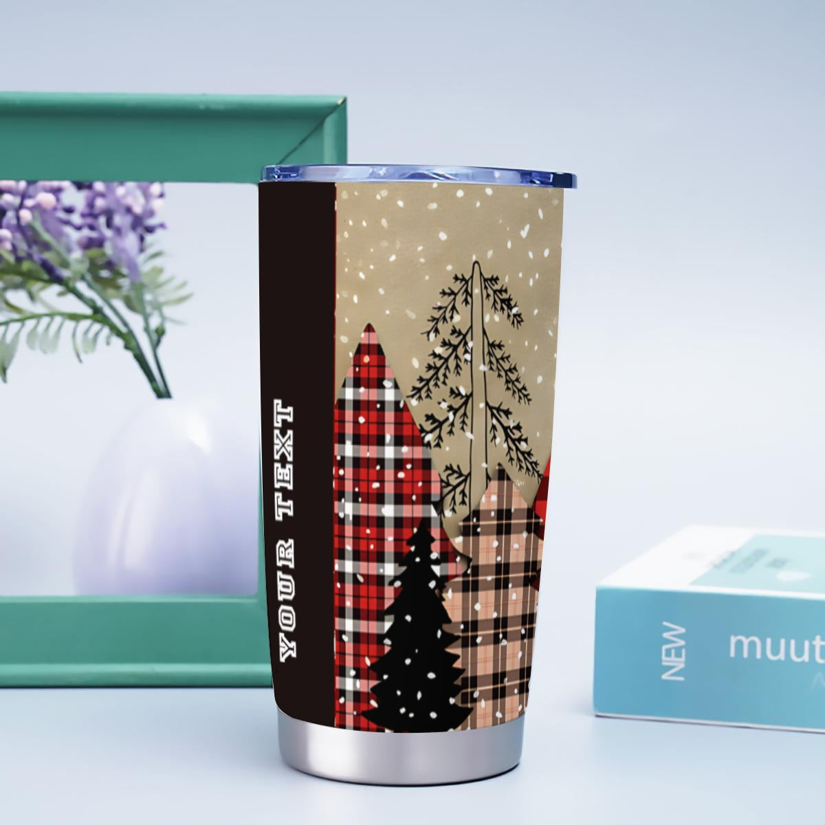 X-PatchworkTrees-INT - Stainless Steel Mug - Personalized 20oz Insulated Travel Cup With Spill Proof Lid