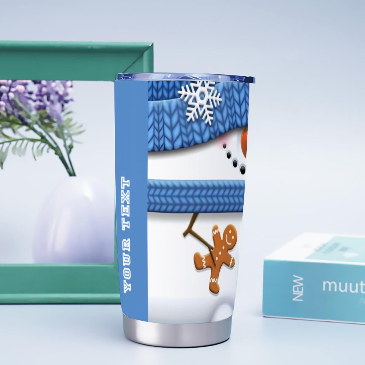 X-KnitSnowman-INT - Stainless Steel Mug - Personalized 20oz Insulated Travel Cup With Spill Proof Lid