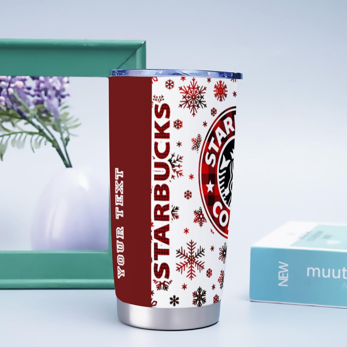 X-SBSnowflake-INT - Stainless Steel Mug - Personalized 20oz Insulated Travel Cup With Spill Proof Lid