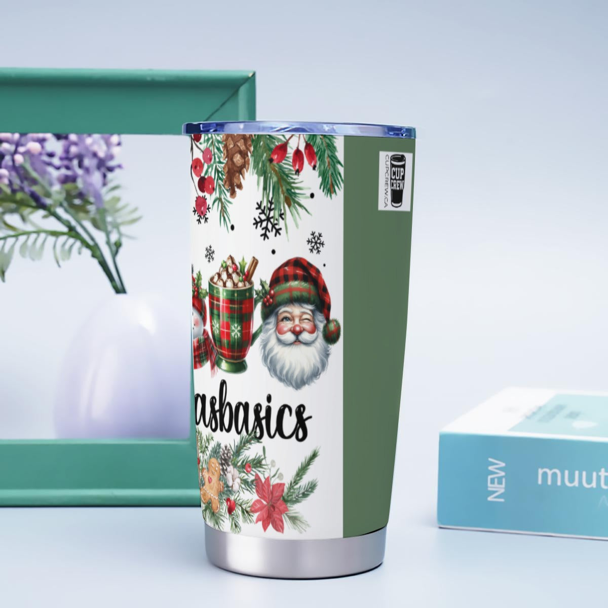 X-ChristmasBasics-INT - Stainless Steel Mug - Personalized 20oz Insulated Travel Cup With Spill Proof Lid