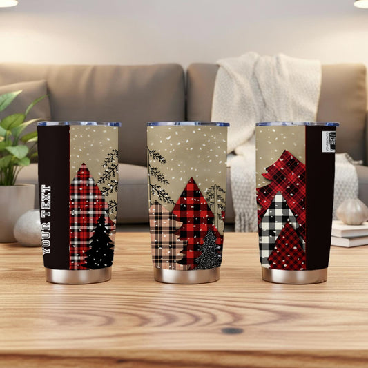 X-PatchworkTrees-INT - Stainless Steel Mug - Personalized 20oz Insulated Travel Cup With Spill Proof Lid
