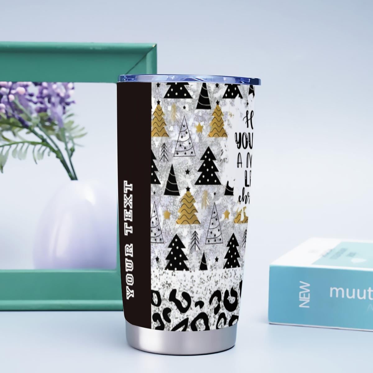 X-BlackGold-INT - Stainless Steel Mug - Personalized 20oz Insulated Travel Cup With Spill Proof Lid